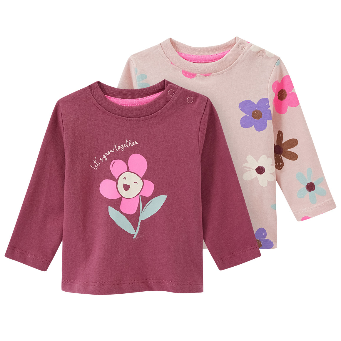Topomini 2 Newborn Langarmshirts im Set rosa / mauve