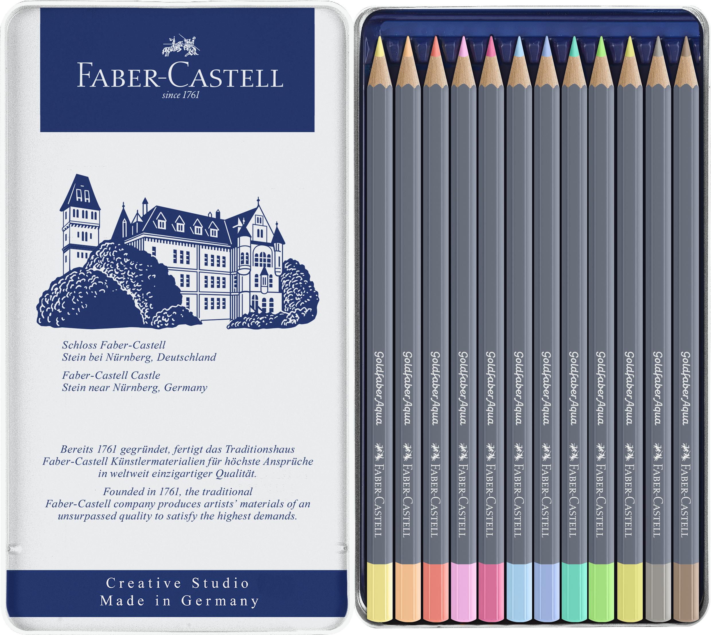 Faber-Castell - Gofa Aqua metal box of 12 pastel colours (114622)
