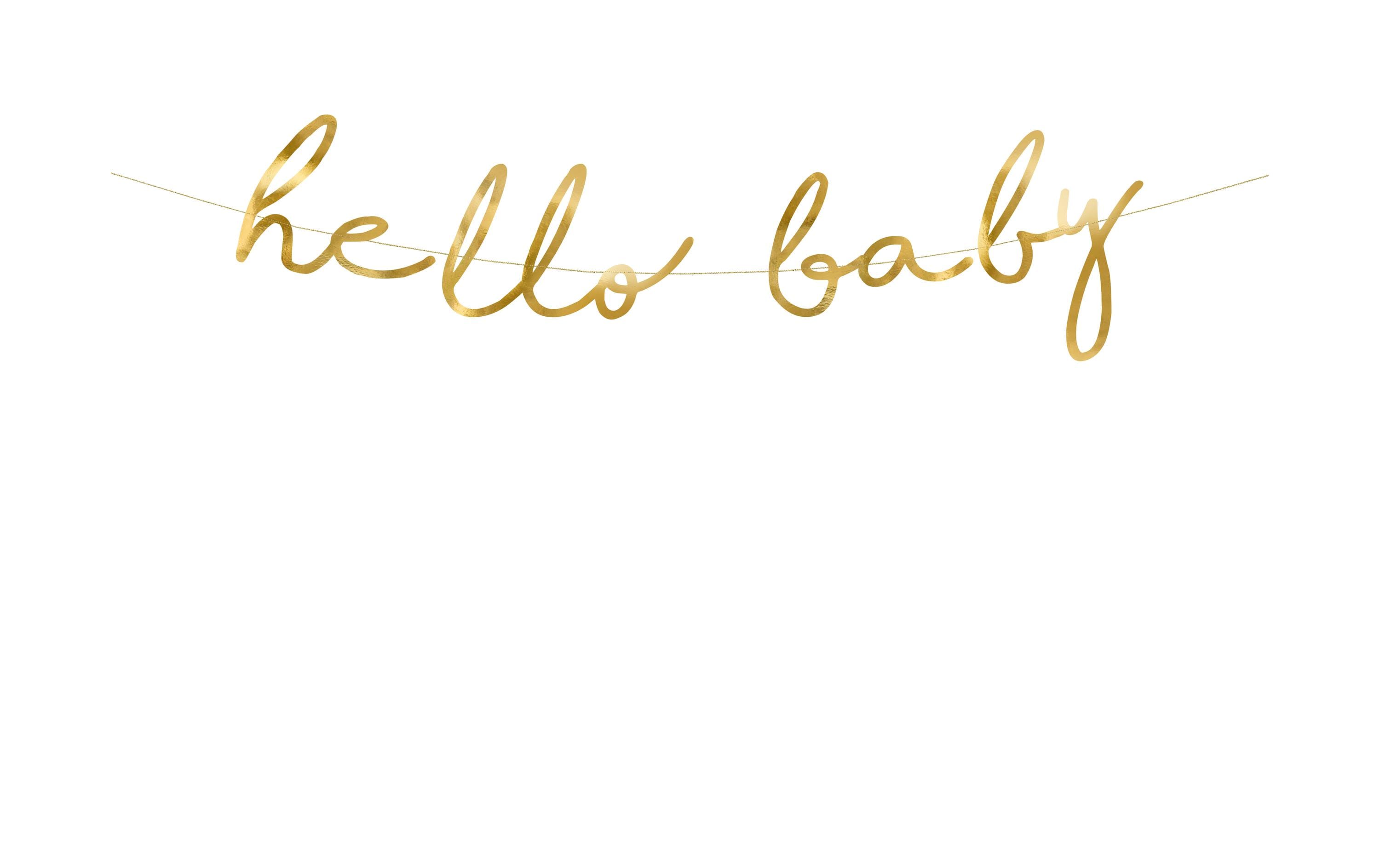 Girlande Hello Baby 0.7 m, GoldSchriftzug für Babyshower