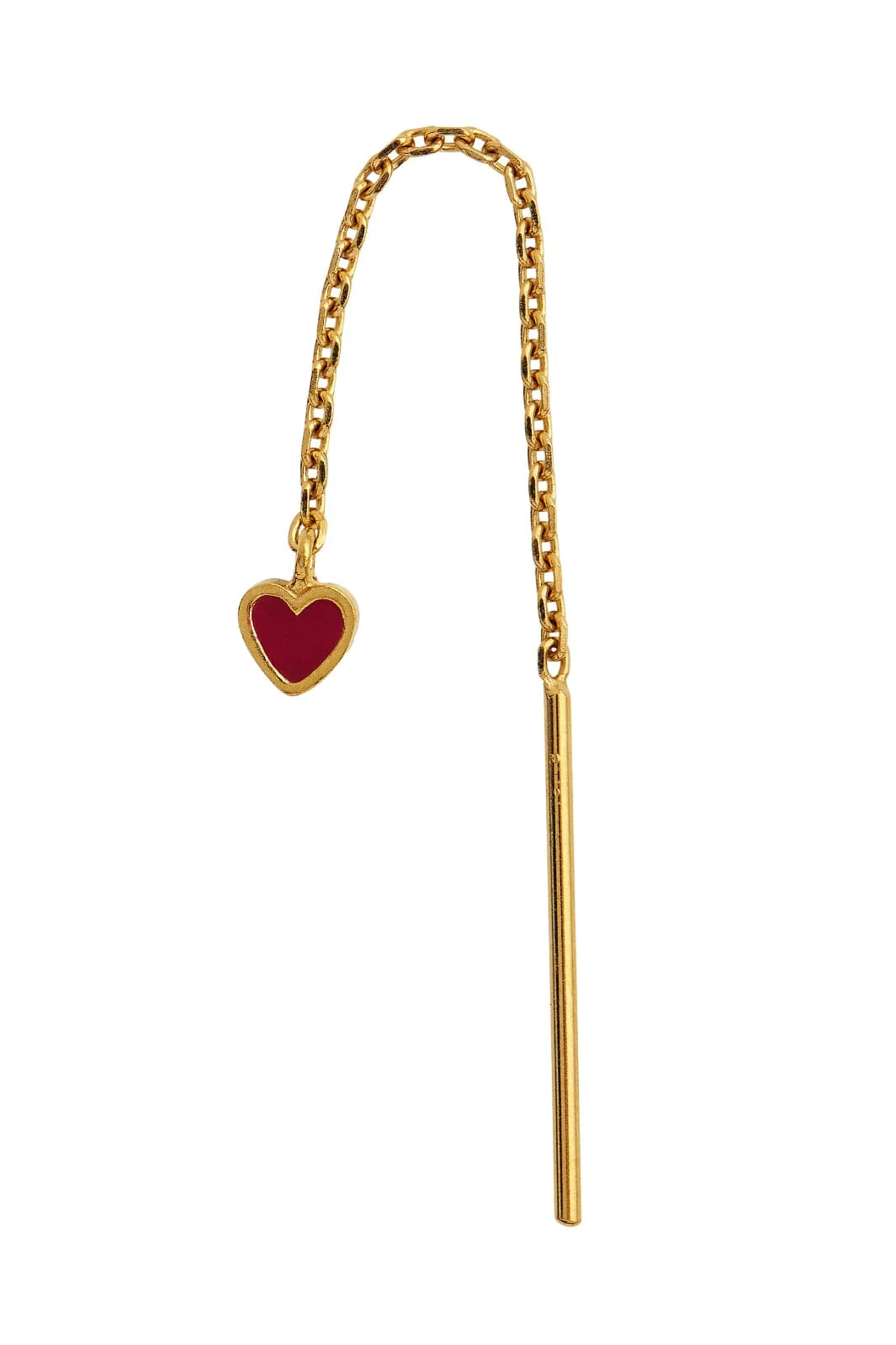 Stine A Dangling Love Heart Burgundy Enamel Earring