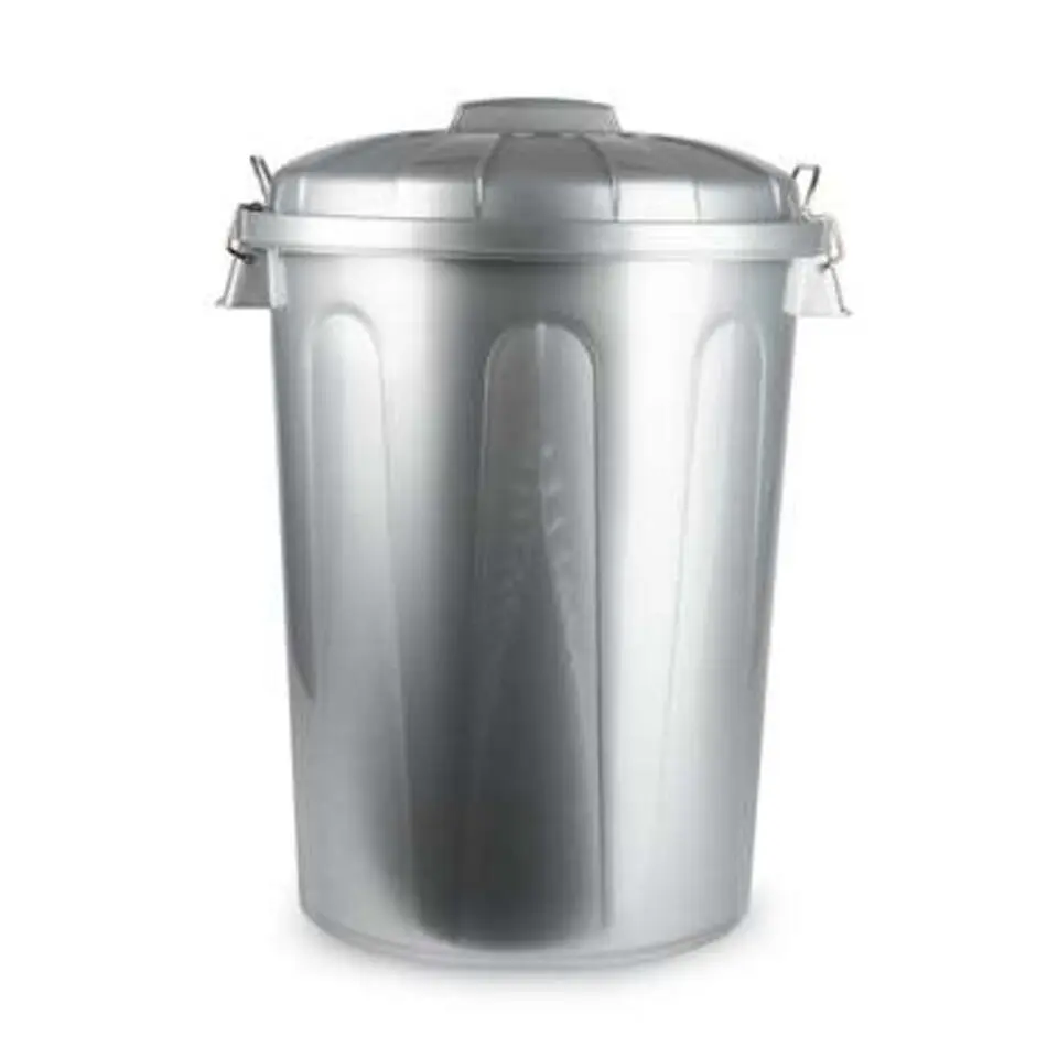 Forte Plastics Afvalbak - zilverkleurig - afvalemmer met deksel - 70l