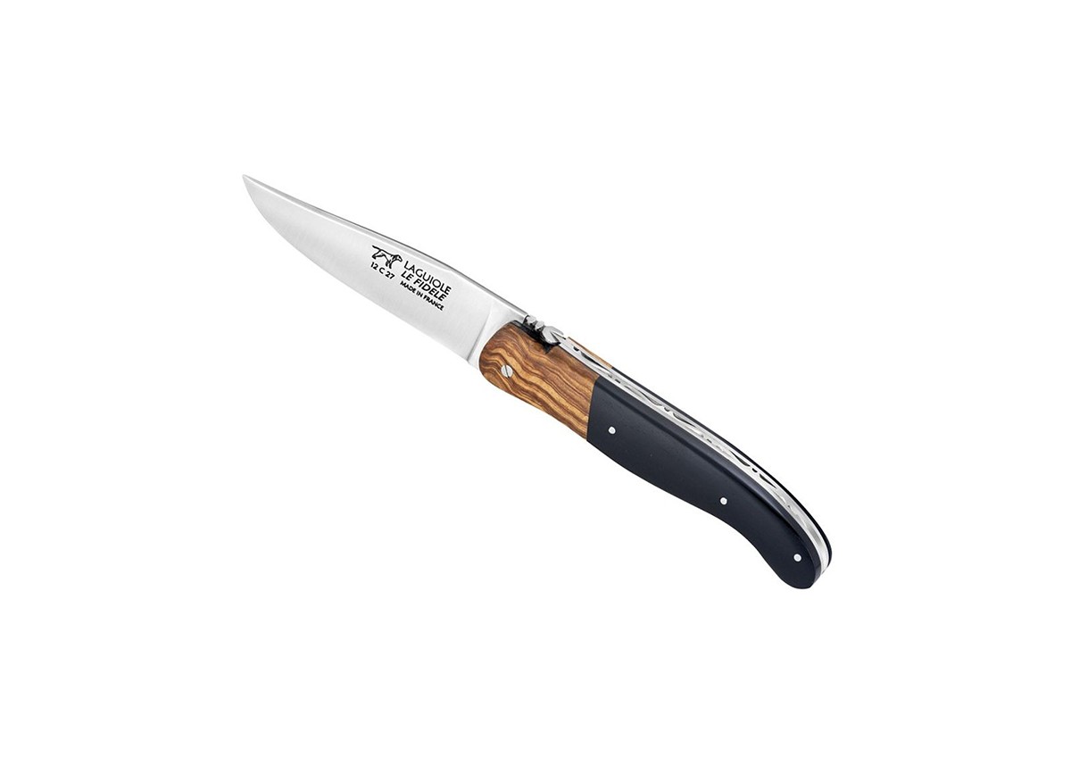 Couteau Laguiole de chasse avec un manche en Ebène et olivier