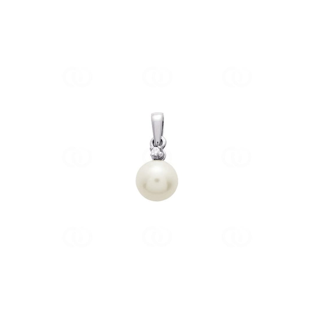 Anhänger 750/18 K Weissgold mit Süsswasserzuchtperle und Diamant 0.02ct.