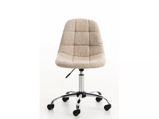 Chaise de bureau - Tissu & Métal chromé - Crème - Emil