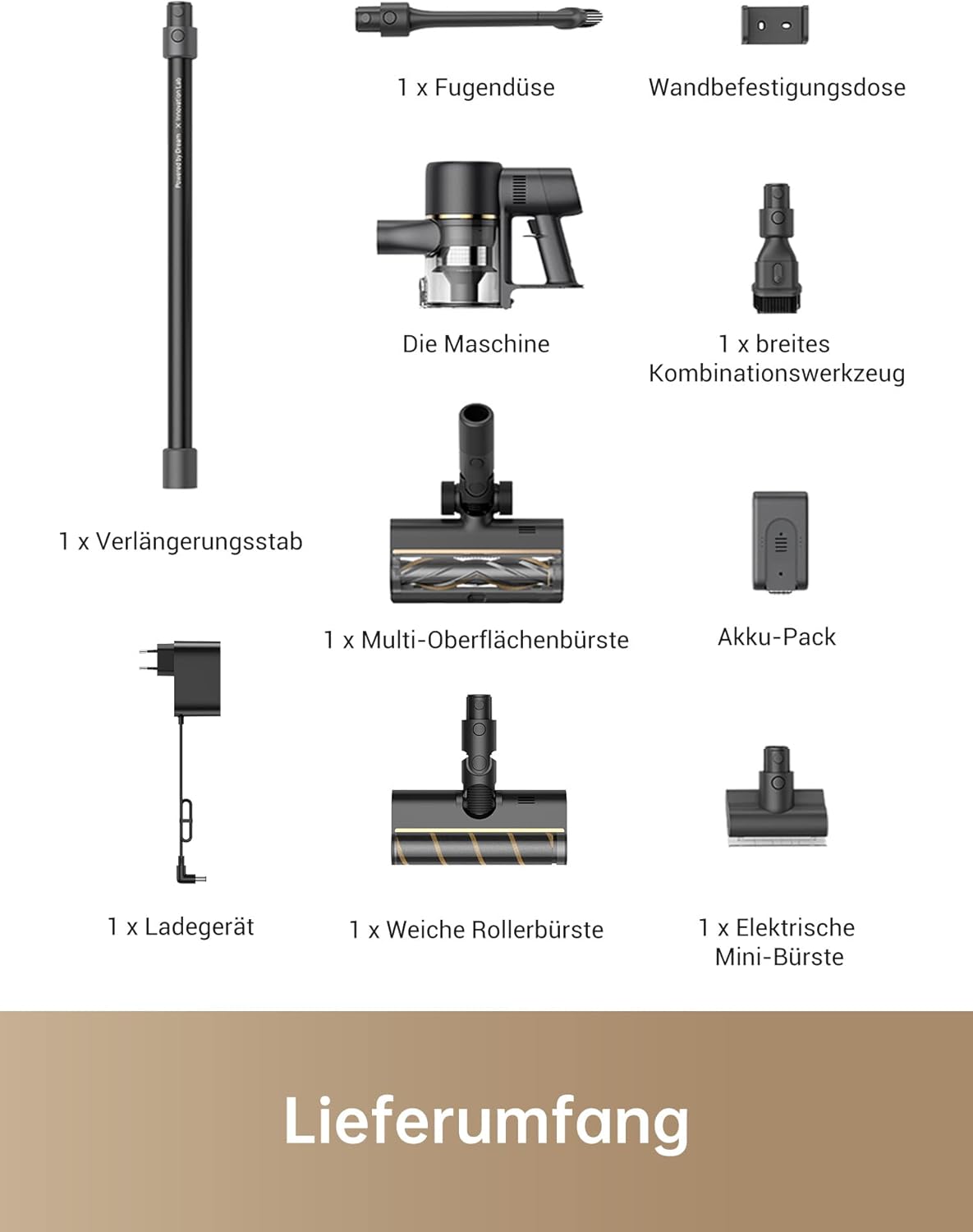 dreame R10 Pro Kabelloser Staubsauger, 20,000PA / 150AW Starke Saugleistung, 65 Min. Laufzeit, Mehrflächenbürste, LED-Lichter, Ideal für Haus- und Autoreinigung, Leicht & Vielseitig