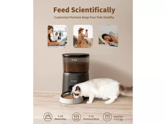 WiFi Distributeur Croquettes Chat Automatique avec App 4L 2,4G Distributeur Croquettes Chat et Chiens APP Contrôle avec Bol en Acier Inoxydable NOIR