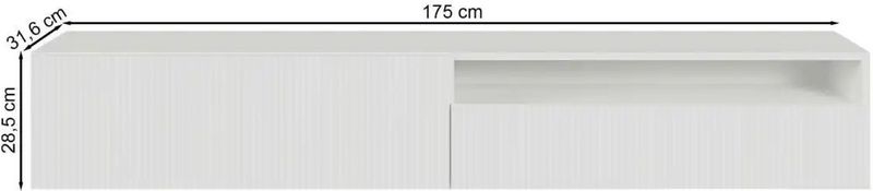Vesper - TV-meubel - Greige - Spaanplaat - Breedte 175 cm - Diepte 31.6 cm - Hoogte 30 cm