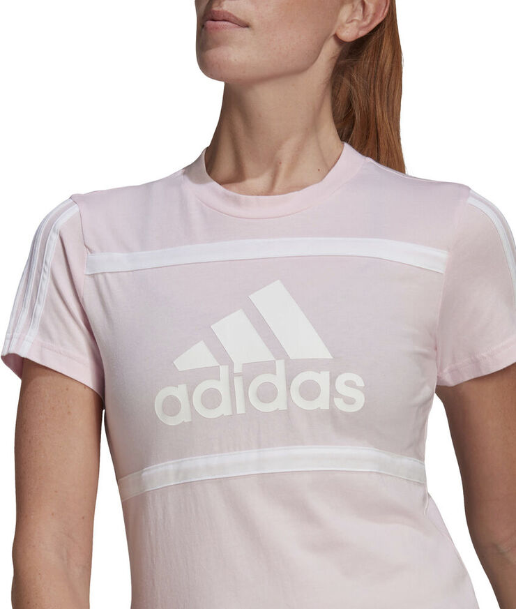 adidas Essentials Logo Colourblock Cotton T-shirt Pink