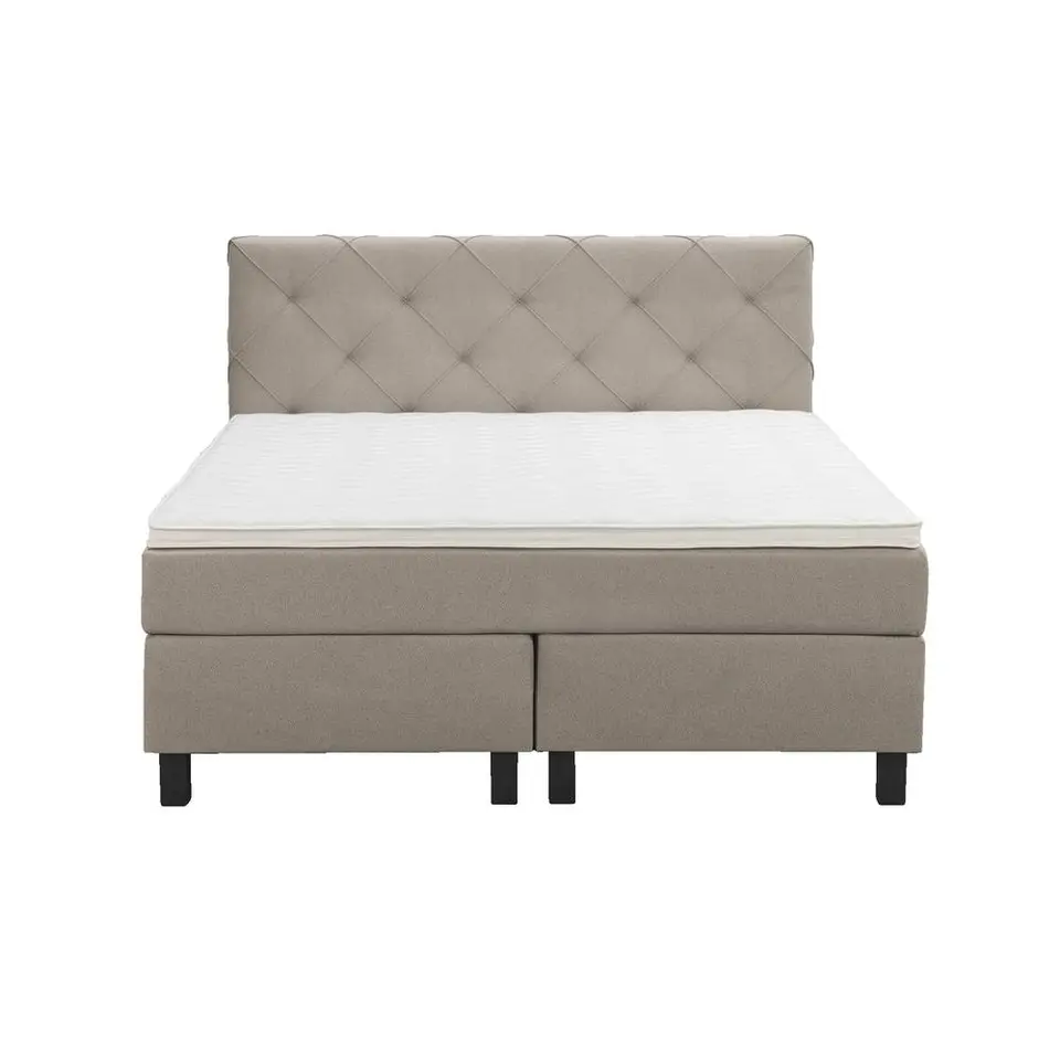 Boxspring Liv geruit - beige - 140x200 cm - vierkante poot