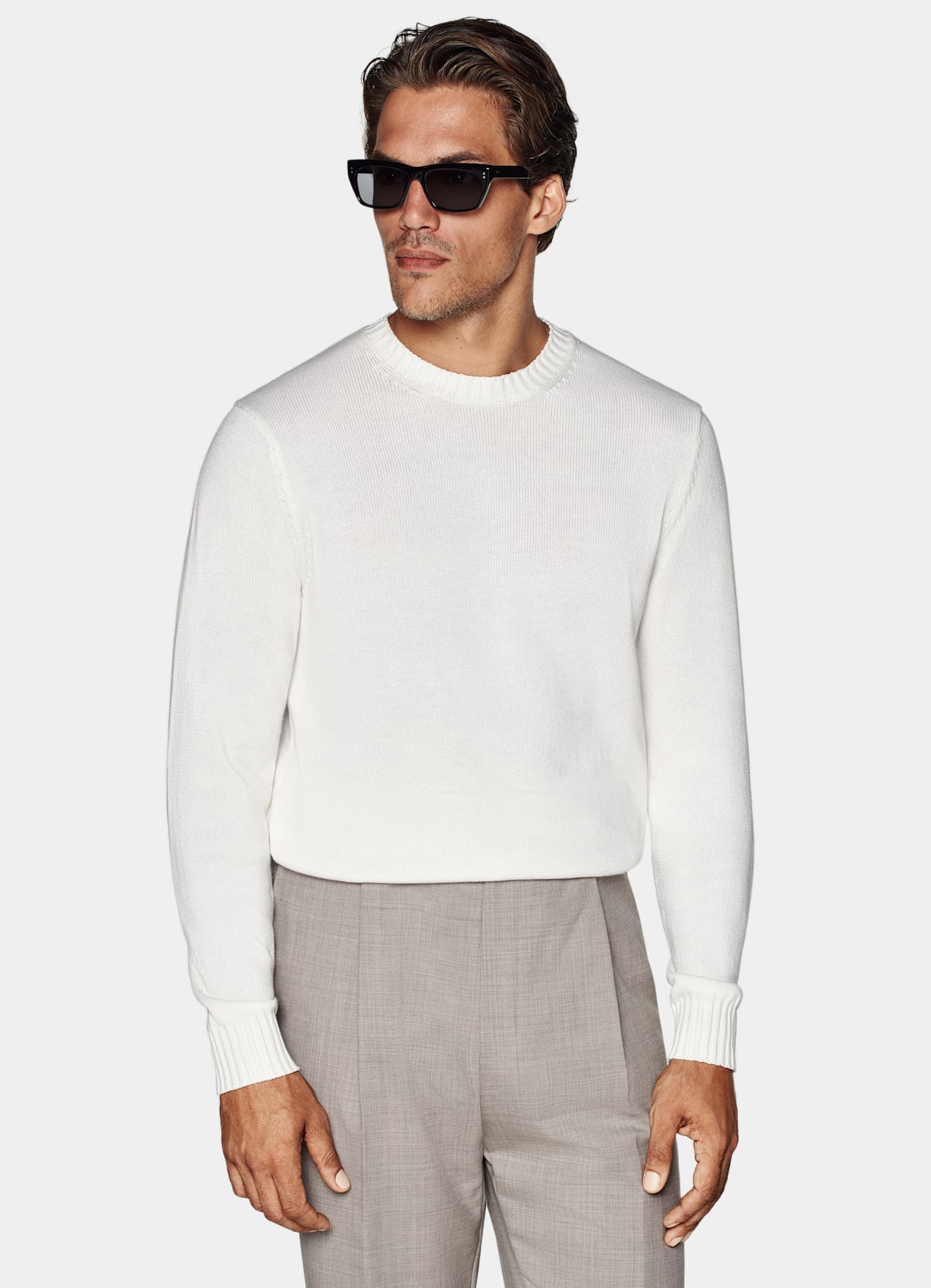 Pull col rond blanc
