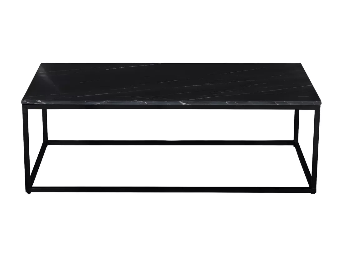 Saku - Table basse en marbre noir et métal 120x65cm - Noir