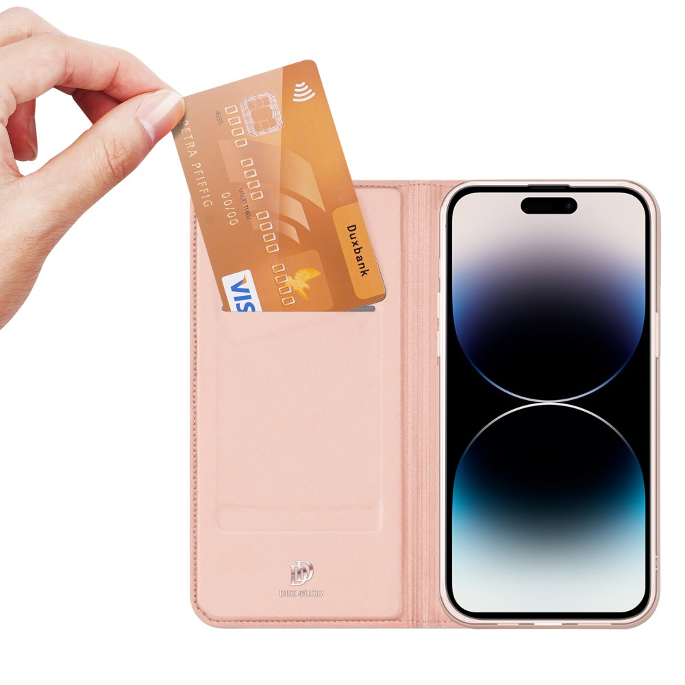 iPhone 15 Pro Max Wallet Cover Leder Tasche - Roségold