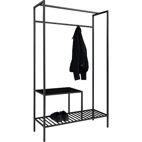 Vita garderobestativ med 2 hylder - sort