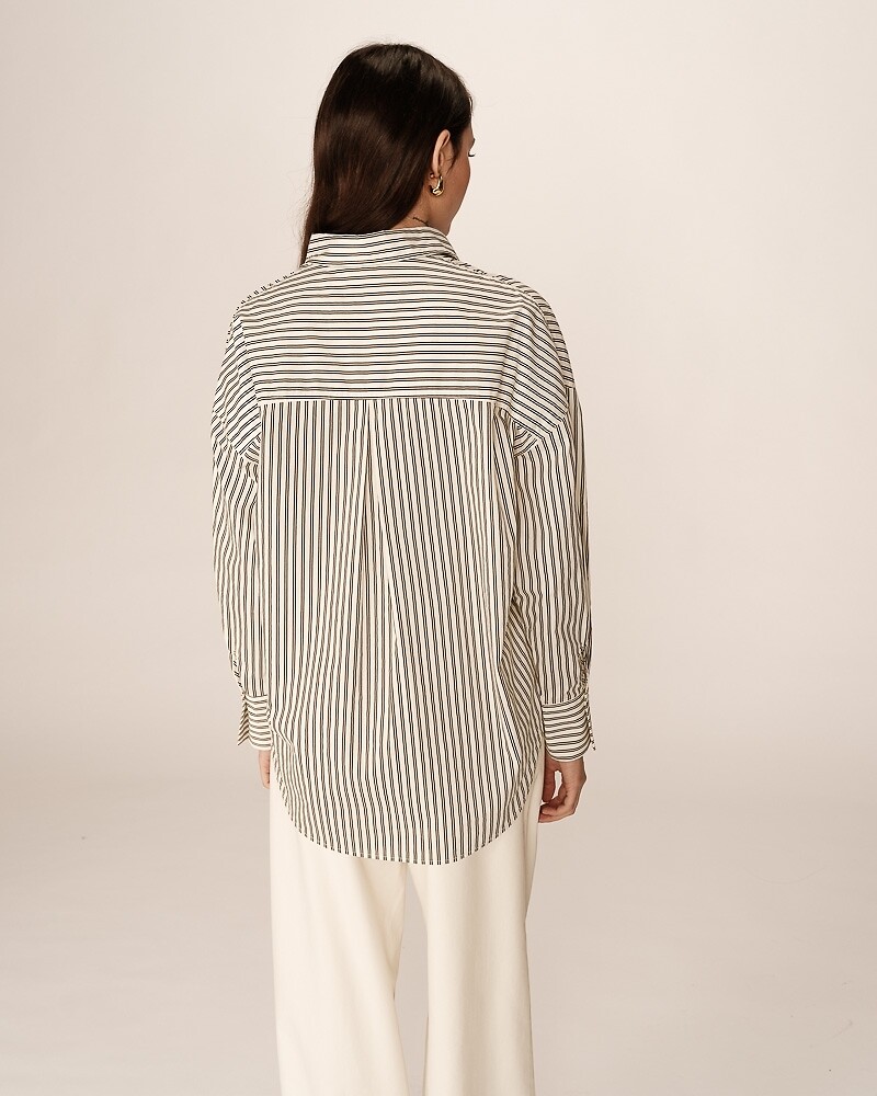 GRACE & MILA<br>Camisa listrada oversized com punhos bordados, PARSONS
