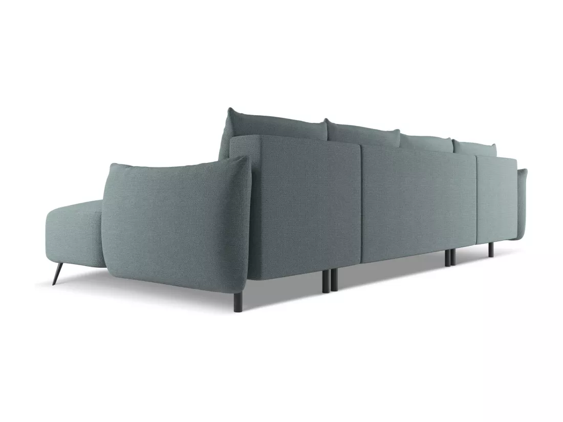 Canapé d'angle panoramique convertible en tissu chenille - jeans - MALIE