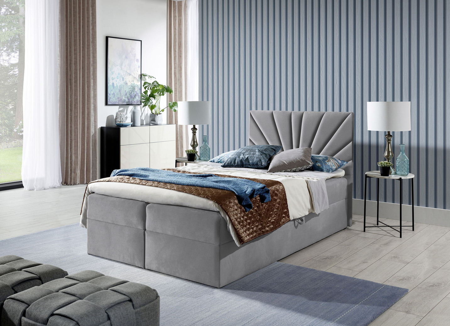 Boxspringbett mit abnehmbaren Topper