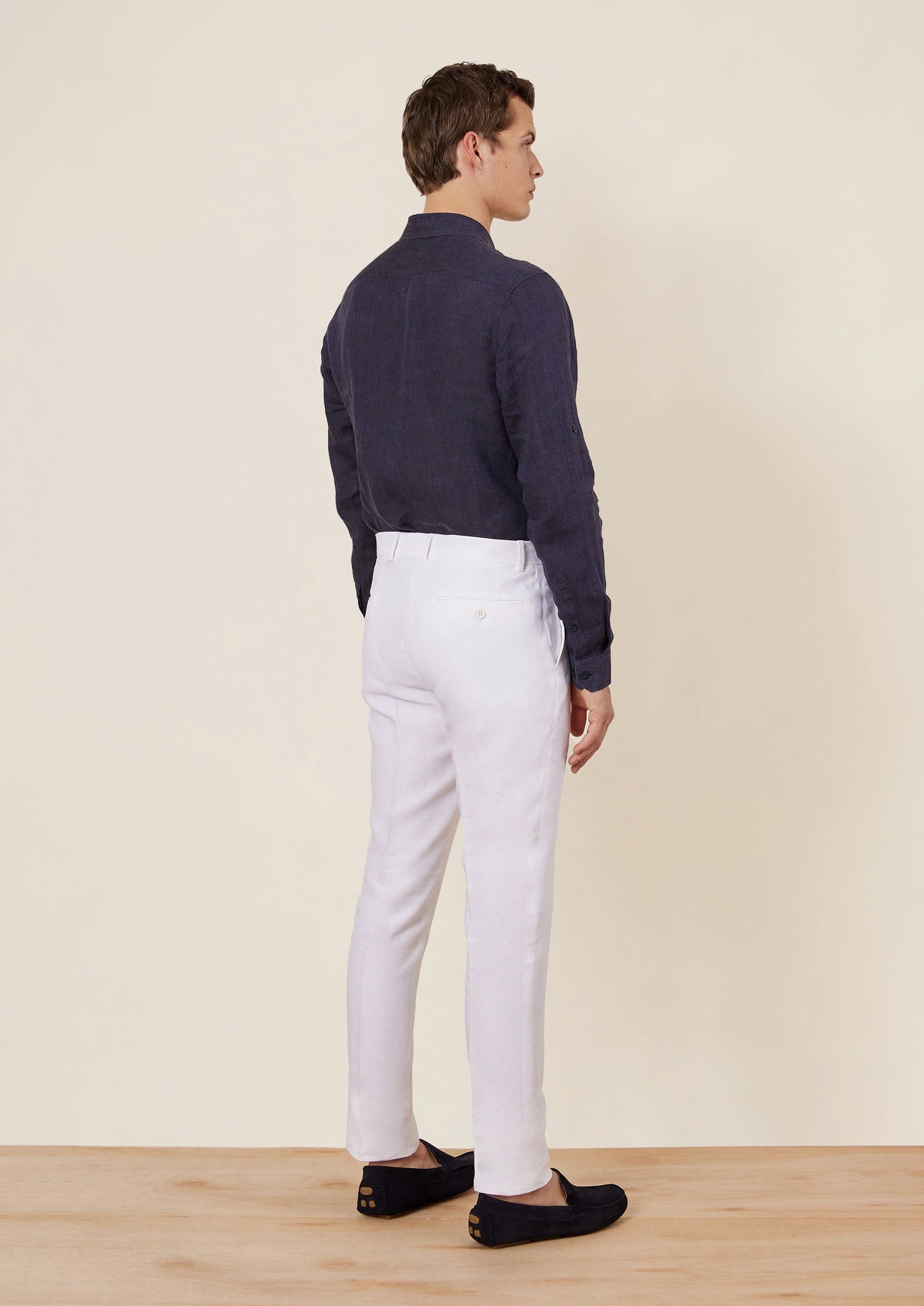 Pantalon coordonnable Slim en lin uni blanc