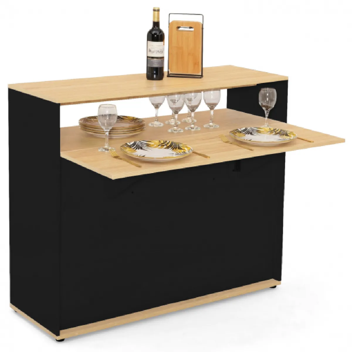 Idmarket Meuble de Bar Vito - Noir/Bois