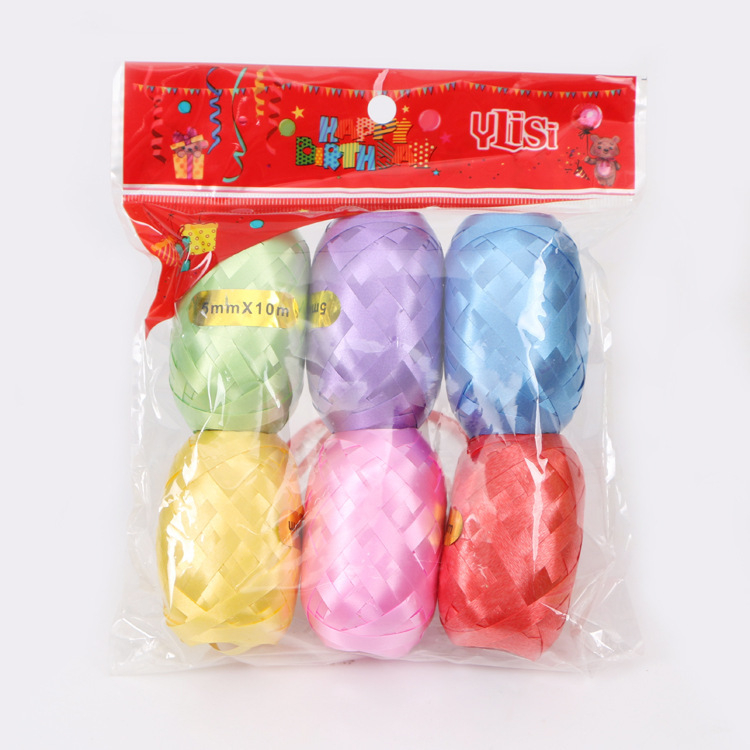 (6er Set) 5mmx10m Geschenkband Universal Polyband für Geburtstage / Hochzeit / Weihnachten - Assortiert