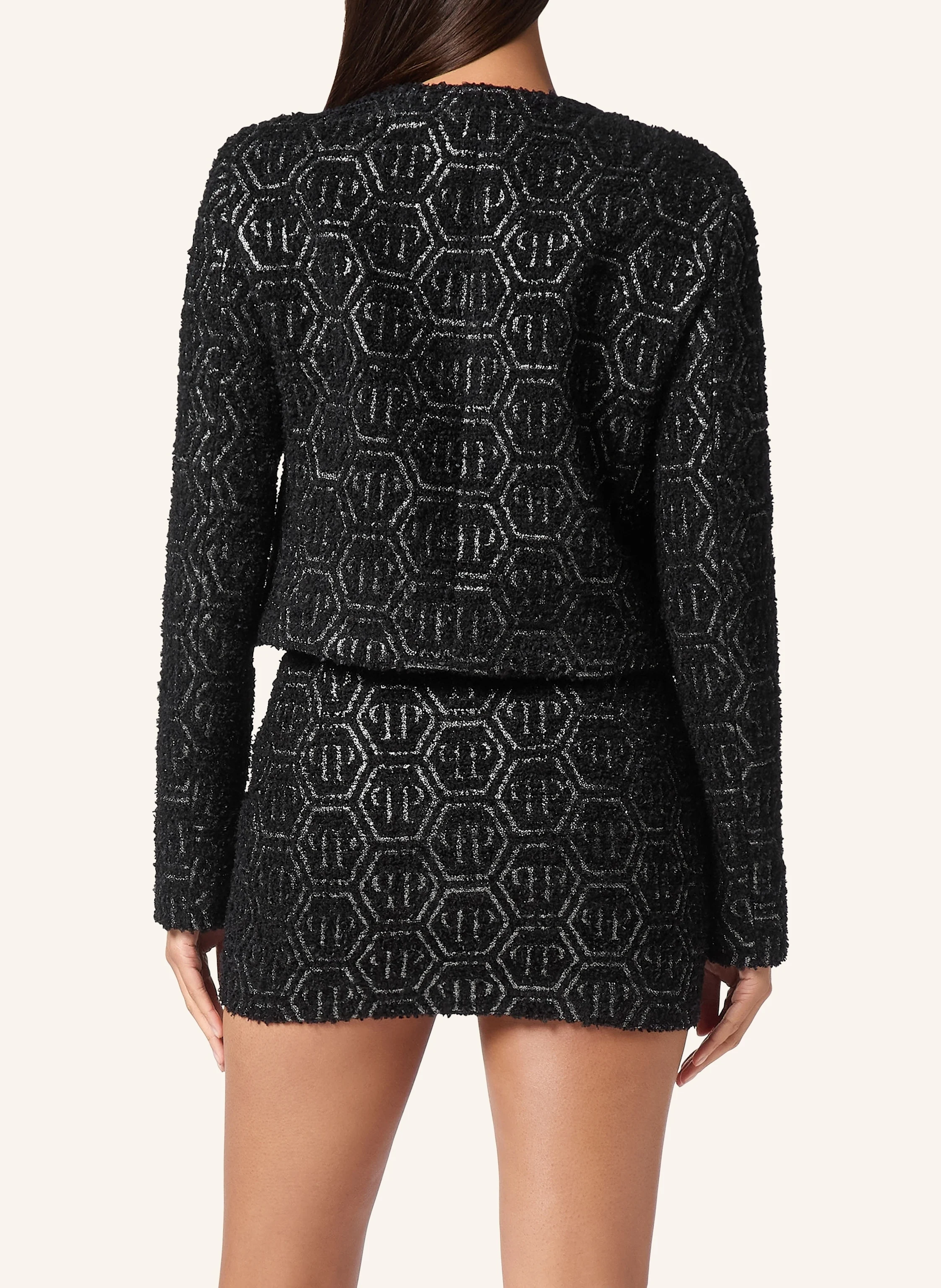 PHILIPP PLEIN Tweed-Jacke mit Gitzergarn MONOGRAM
