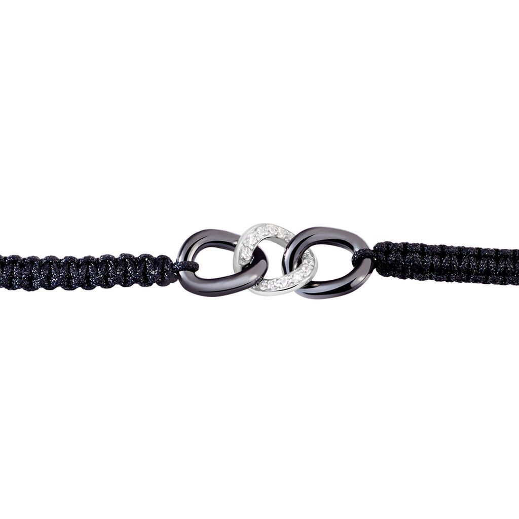 Bracelet Link Argent Blanc Oxyde De Zirconium Et Céramique