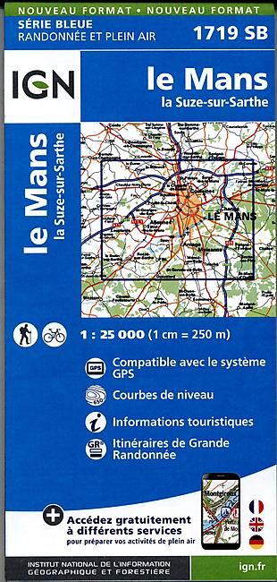 IGN - 1719 SB LE MANS LA SUZE SUR SARTHE 1 25 000