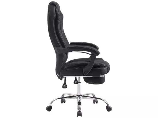 Chaise de bureau - Tissu & Métal chromé - Noir - Castle