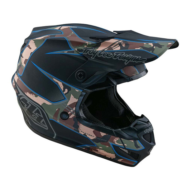 Troy Lee Designs - Casque SE4 Polyacrylite Matrix Camo Noir / Camouflage Kaki / Bleu