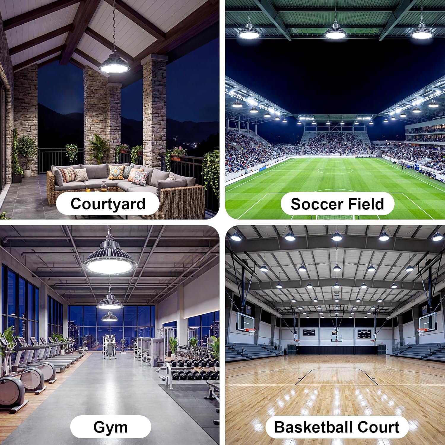 Airand Hallenstrahler LED Hallenbeleuchtung 200W Industrielampe UFO 28000LM Hallenleuchte Werkstattlampe IP65 Wasserdicht High Bay Licht für Garage Terrasse Baustellen Halle Scheune 5500K