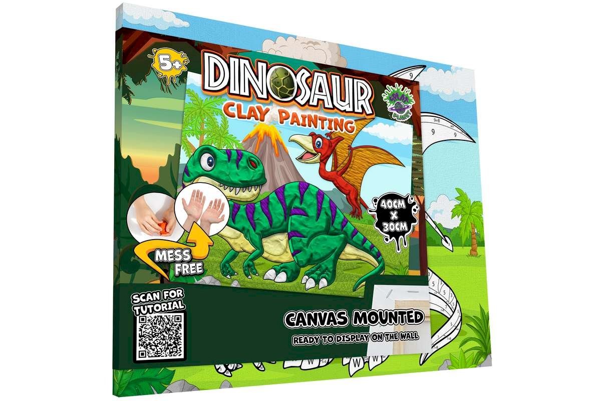 SPLAT PLANET - Clay painting on canvas 30x40cm - Dinosaurs (777689)