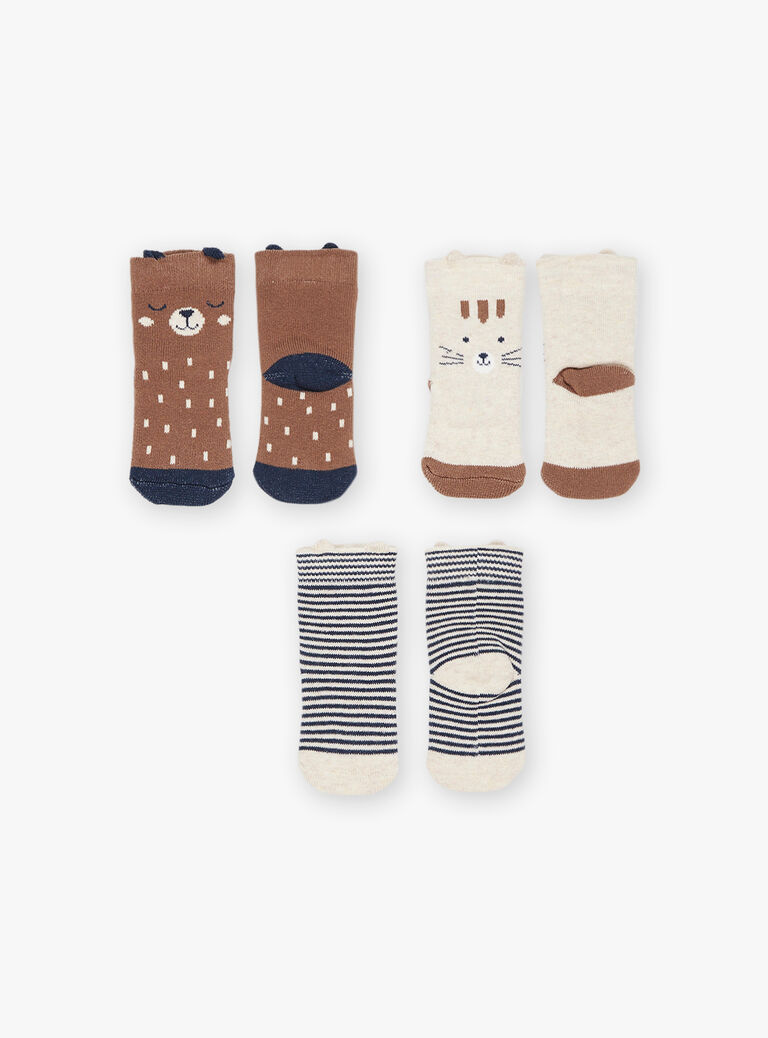 chaussettes lotx3 Beige Chiné