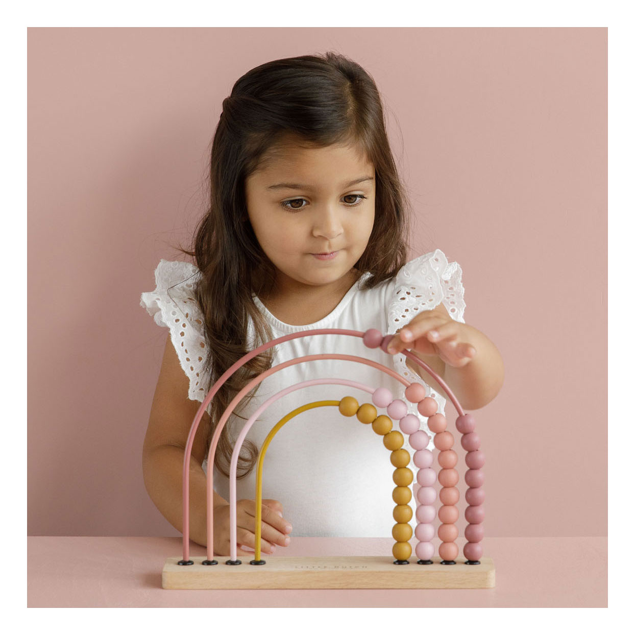 Little Dutch Houten Regenboog Telraam Roze