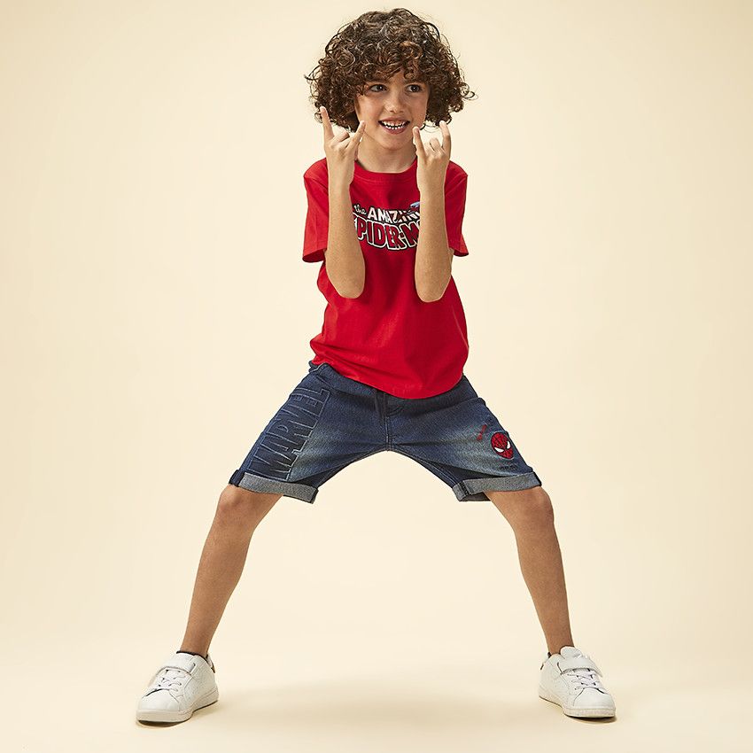 T-shirt manches courtes prints Spider-Man Marvel pour garçon - Rouge