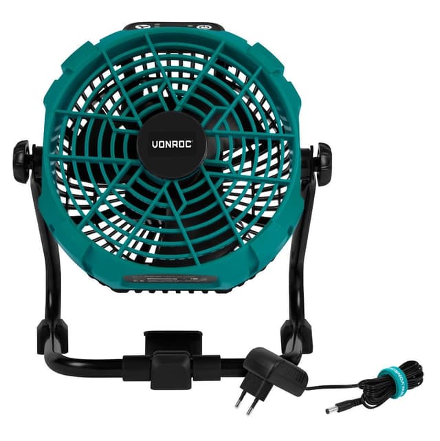 VONROC Ventilator 20V – hybrid akku og strøm drevet | Inkl. 4.0Ah akku og oplader