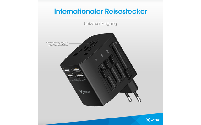 XLayer Internationaler Reisestecker weltweit schwarz