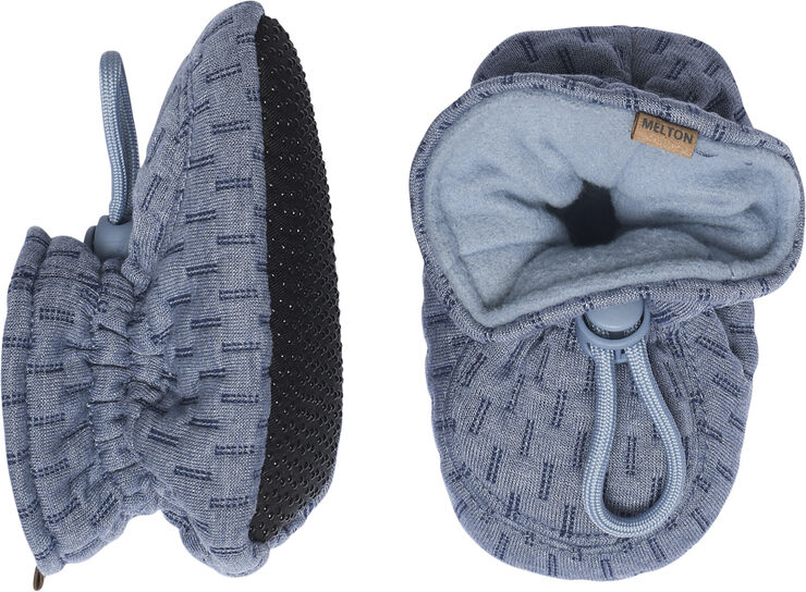 Melton Textile slippers w. structure Blue denim