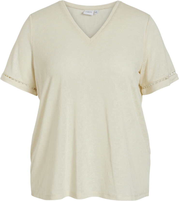 Vila VINULAN V-NECK S/S LACE T-SHRT/CUR Birch