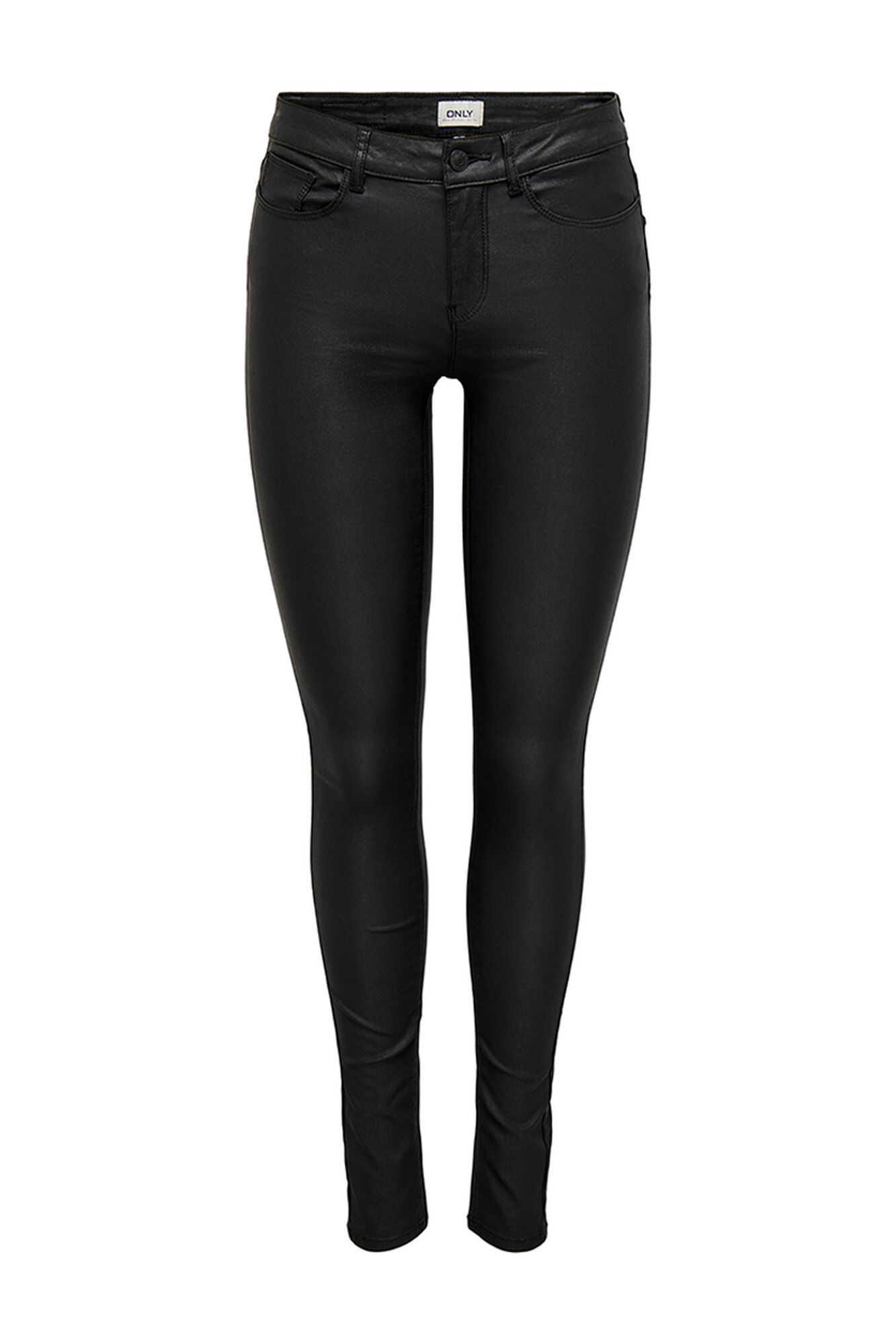 Calças skinny de couro sintético