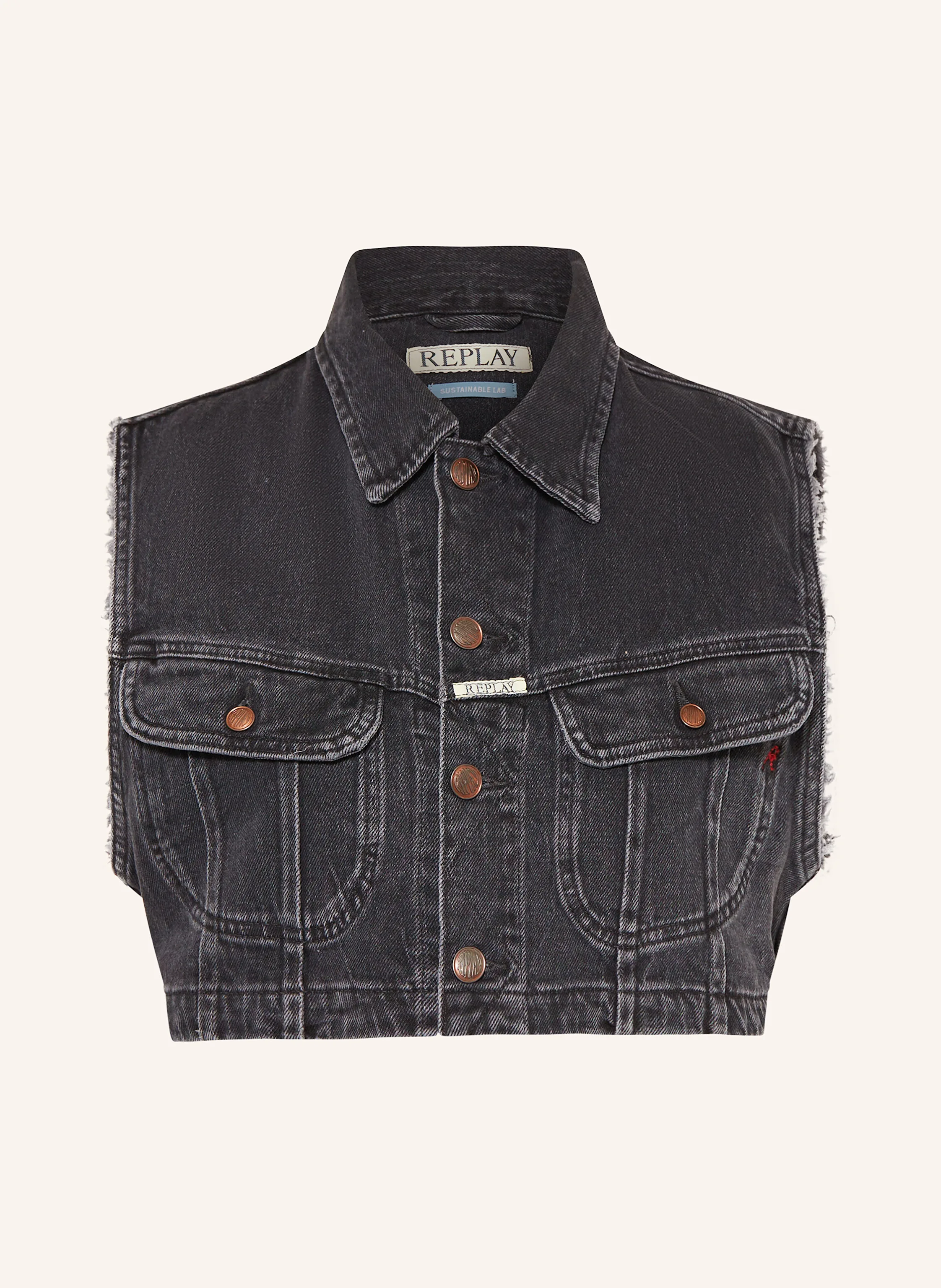 REPLAY Cropped-Weste in Jeansoptik