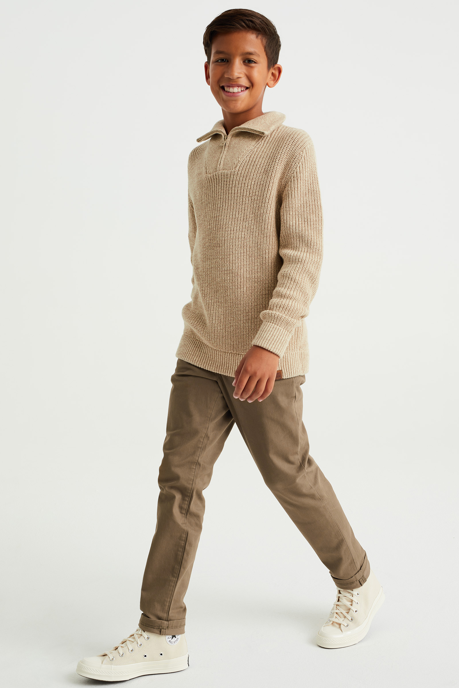 Jongens regular fit chino WE Fashion Bruin