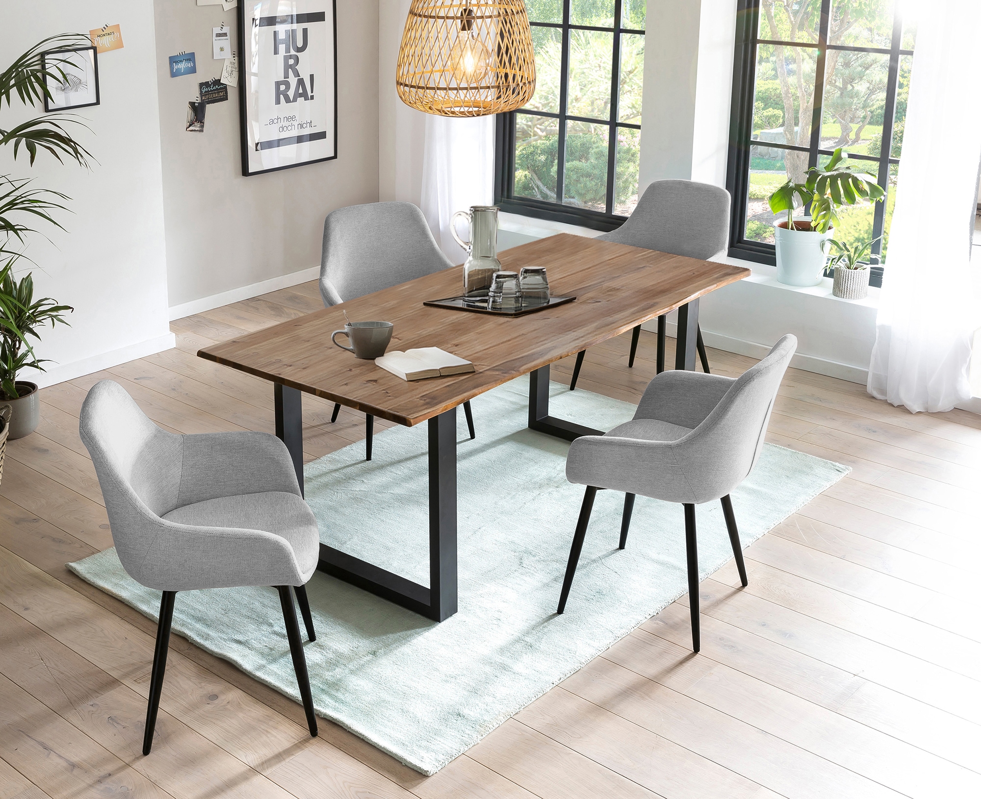 SalesFever Essgruppe »Stilvolle Essgruppe für Ihr Zuhause« Set, 5 Stk. tlg. 5-teiliges Set, Tischplatte mit seidenmattem OSMO Hartwachs-Öl behande