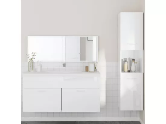 Ensemble de meubles de salle de bain 3 pcs blanc brillant