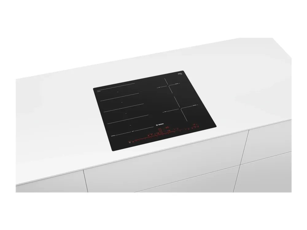 Bosch Serie | 8 PXE601DC1E - Induktions kogeplade - 4 plader - Niche - bredde: 56 cm - dybde: 50 cm - skyl - sort