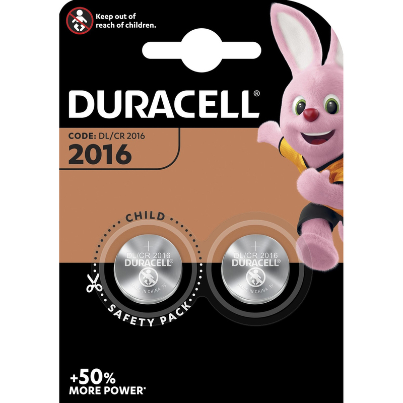 Duracell Knopfbatterien, DL/CR2016, 90 mAh, 2 Stück