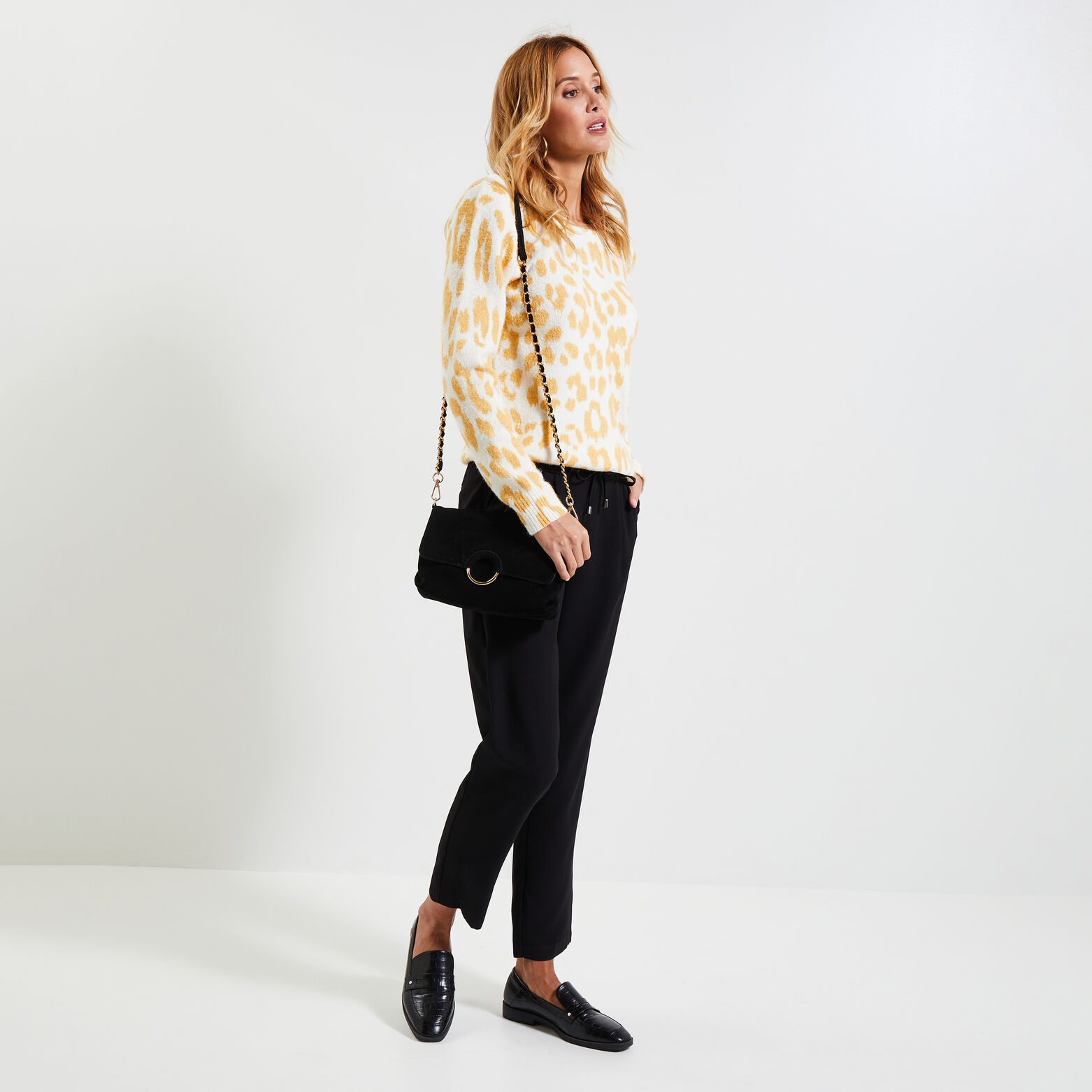 Pull imprimé léopard femme