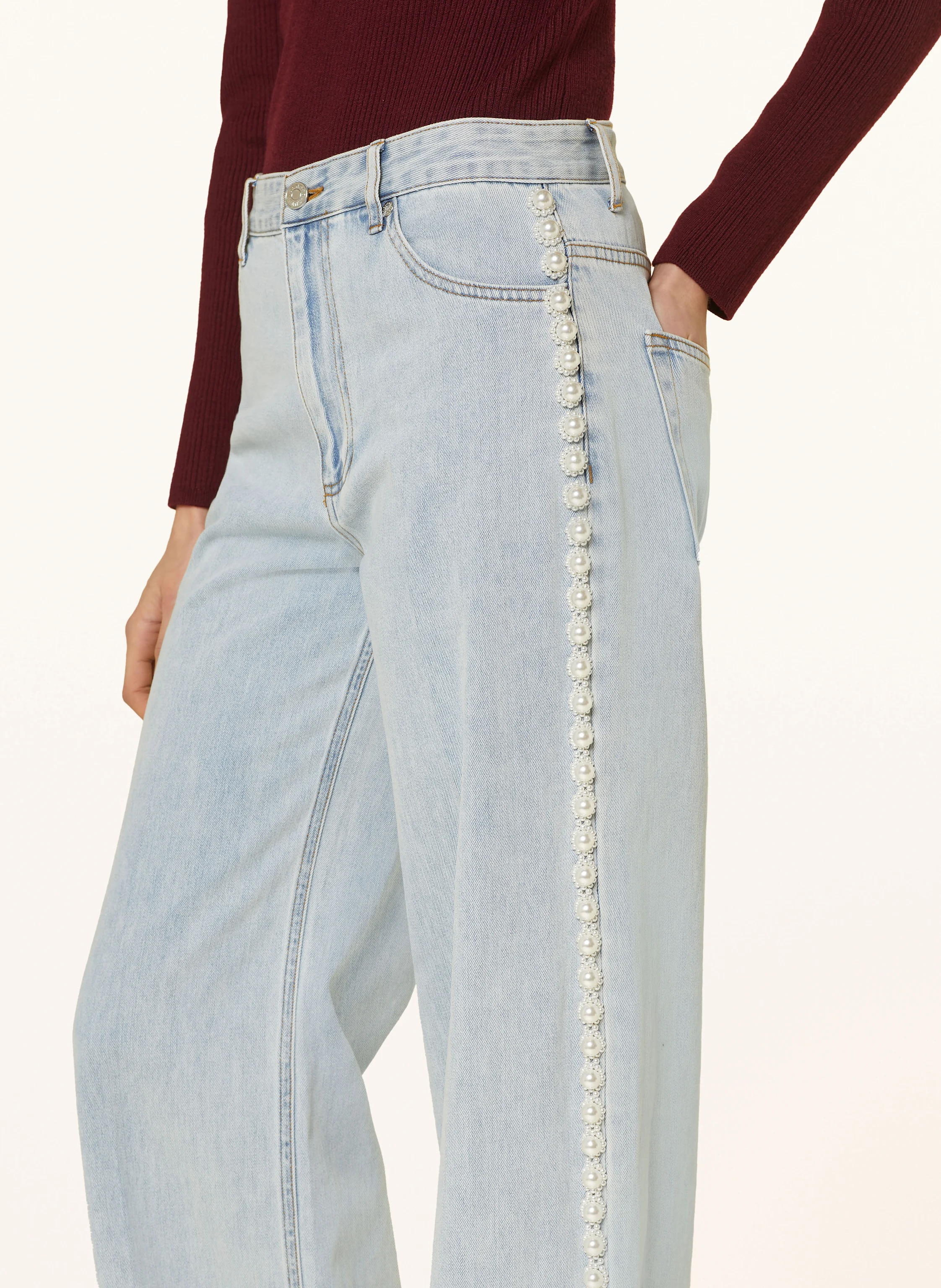 SANDRO Straight Jeans mit Schmucksteinen