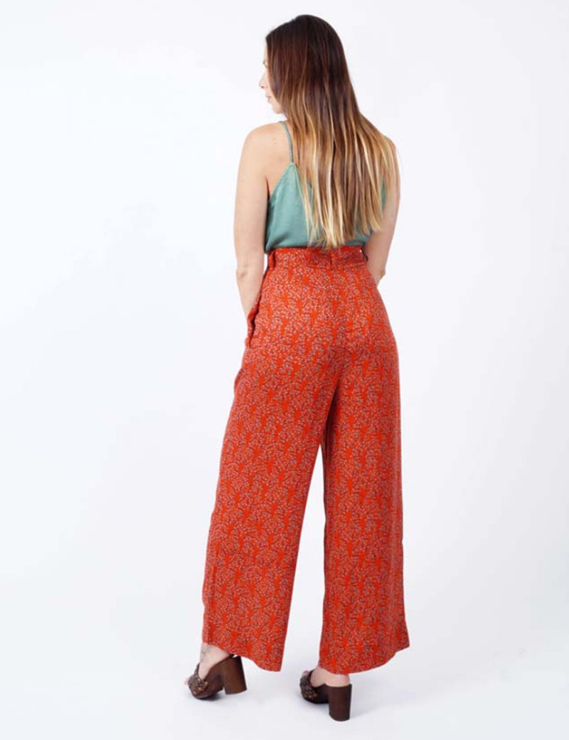 SEE U SOON PANTALON PALAZZO IMPRIMÉ BRICK
