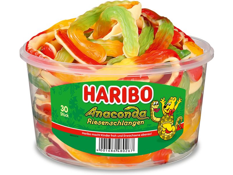 Haribo Anaconda Riesenschlangen 30 Stück Fruchtgummi mit Schaumzucker
