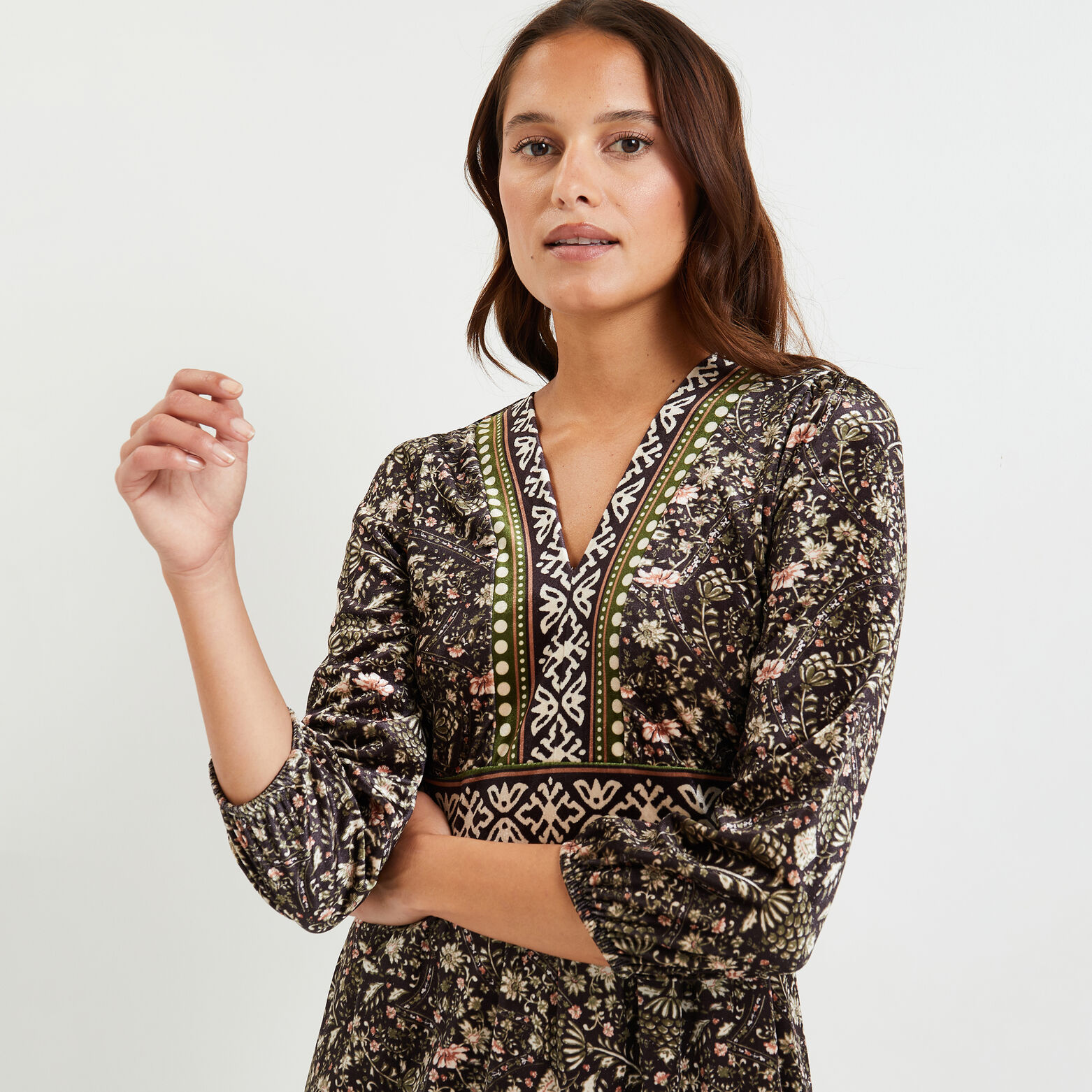 Robe imprimée en velours femme