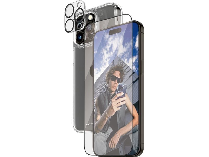 Panzerglass 3-in-1 Bundle iPhone 15 Pro Max 3-in-1 Set mit Bildschirmfolie, Schutzhülle und Kamera-Schutz für das Apple iPhone 15 Pro Max